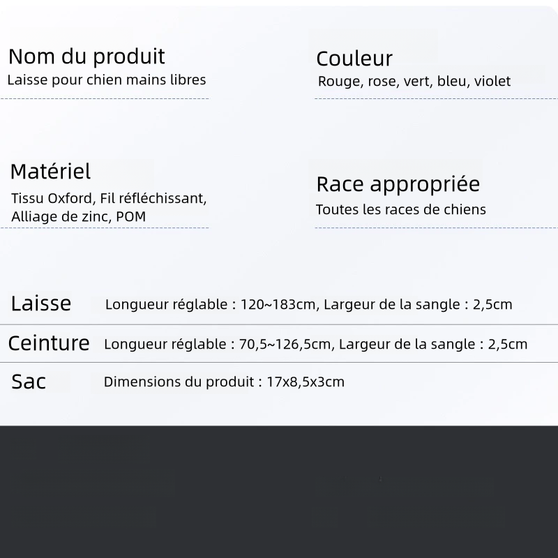 Ensemble de Laisse de Course Réfléchissante pour Chiens avec Ceinture